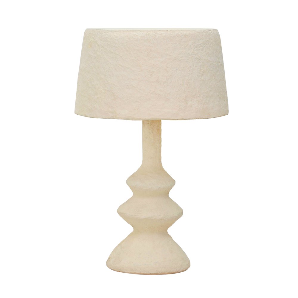 Cream Cotton Mache Table Lamp. Picture 1