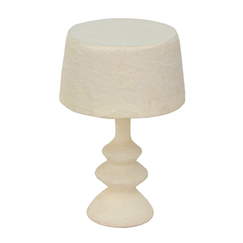 Cream Cotton Mache Table Lamp. Picture 3
