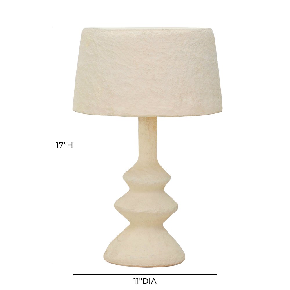 Cream Cotton Mache Table Lamp. Picture 5