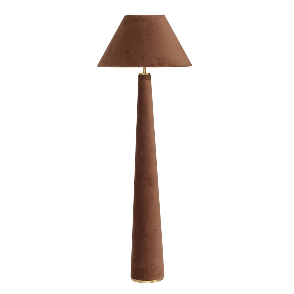Graham Chocolate Brown Velvet Floor Lamp. Picture 1
