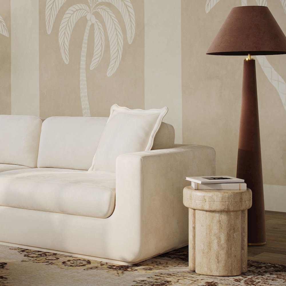 Graham Chocolate Brown Velvet Floor Lamp. Picture 2