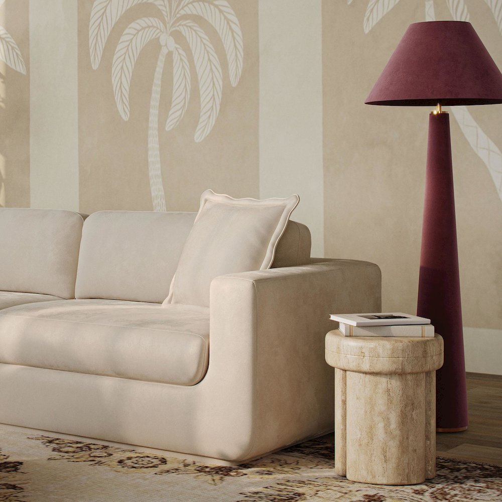 Graham Burgundy Velvet Floor Lamp. Picture 2