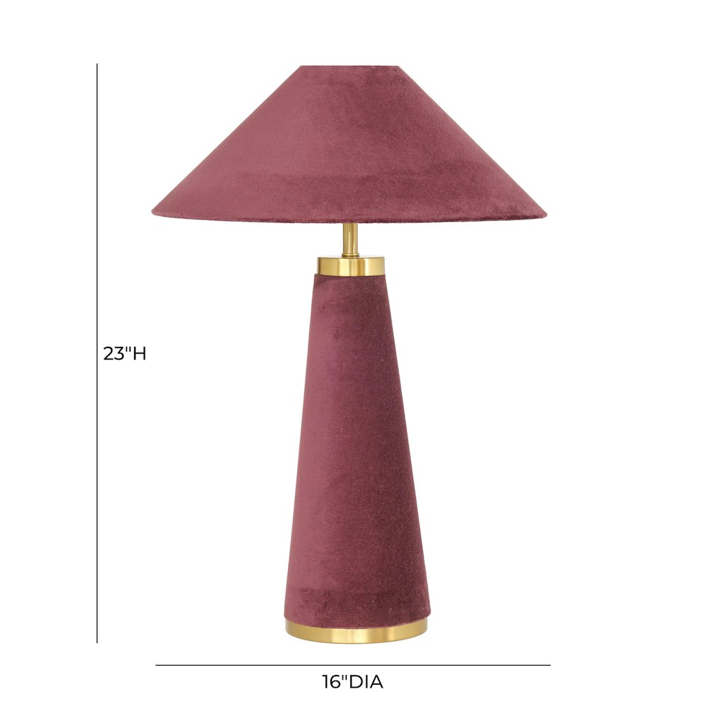 Graham Burgundy Velvet Table Lamp. Picture 6