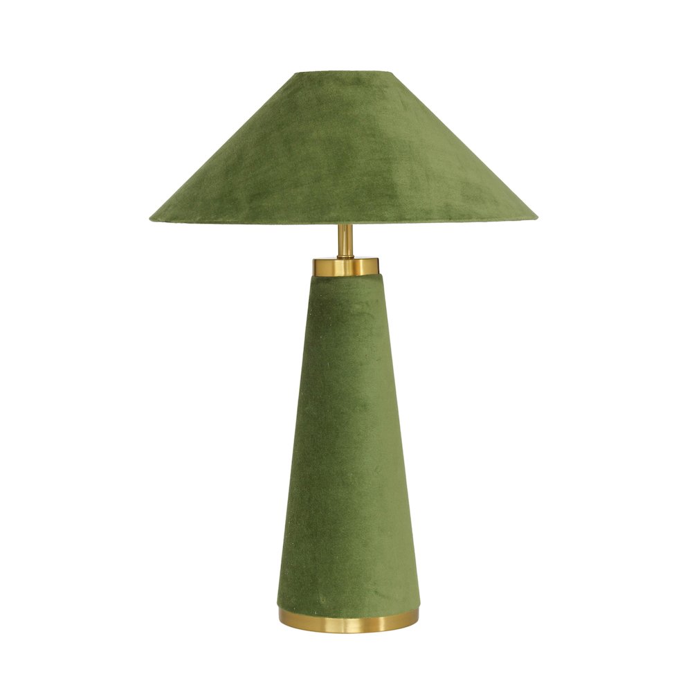 Graham Moss Green Velvet Table Lamp. Picture 1