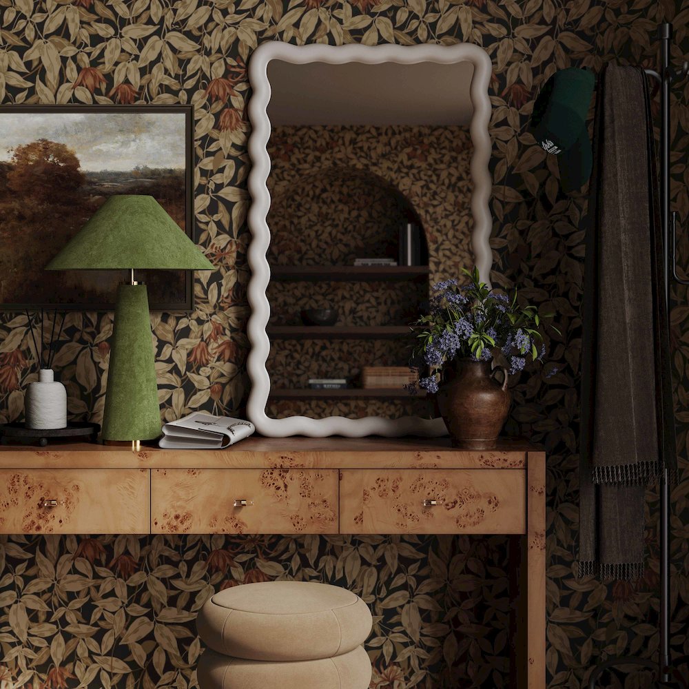 Graham Moss Green Velvet Table Lamp. Picture 2