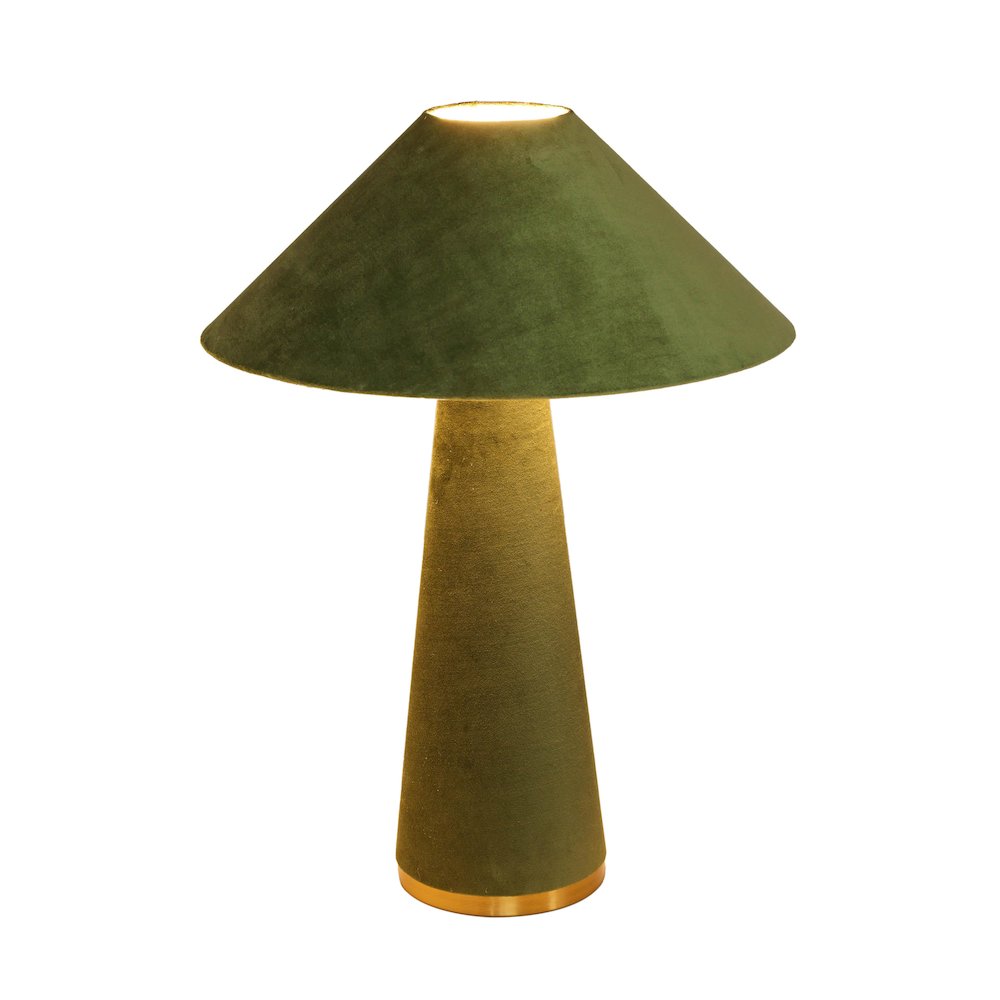 Graham Moss Green Velvet Table Lamp. Picture 4