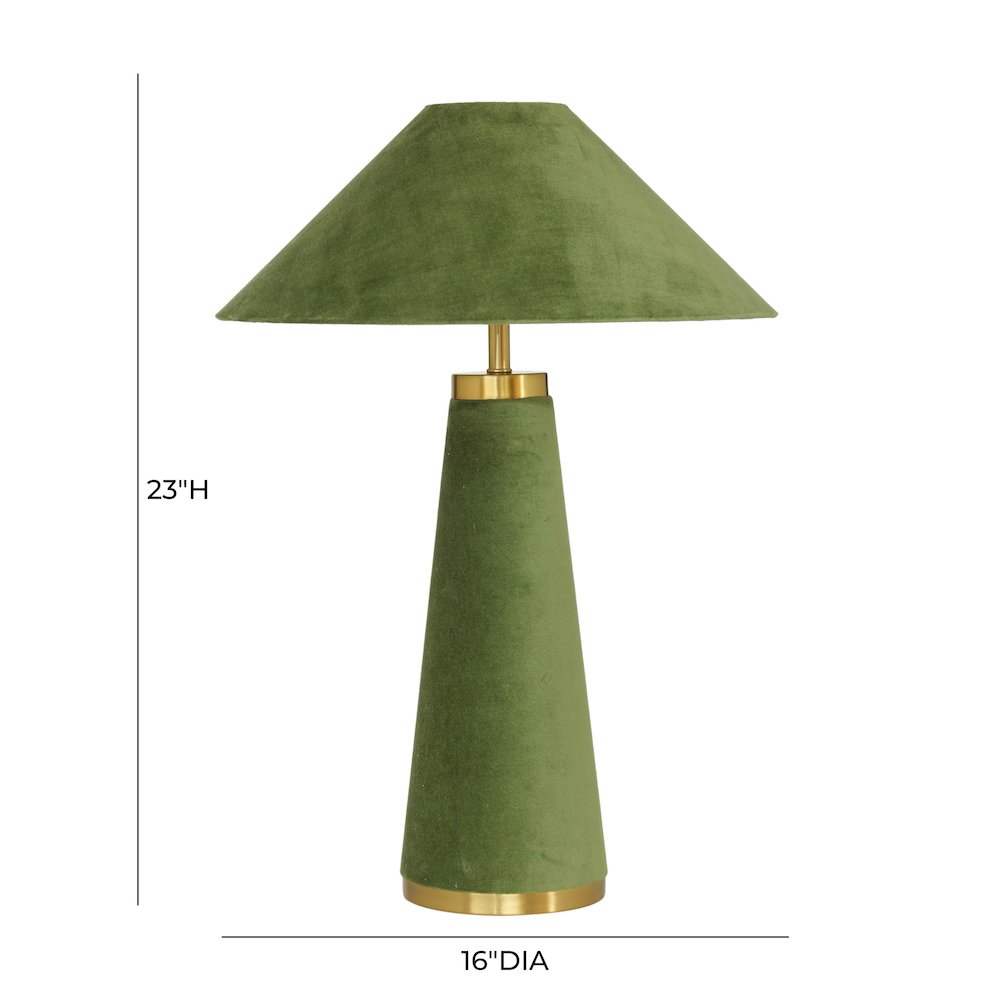 Graham Moss Green Velvet Table Lamp. Picture 6