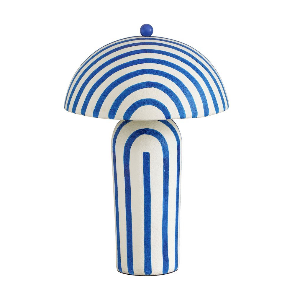 Maiori Blue Striped Papier Mache Table Lamp. Picture 3