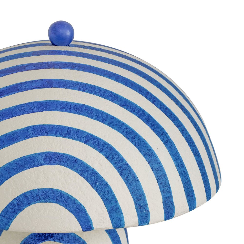 Maiori Blue Striped Papier Mache Table Lamp. Picture 4