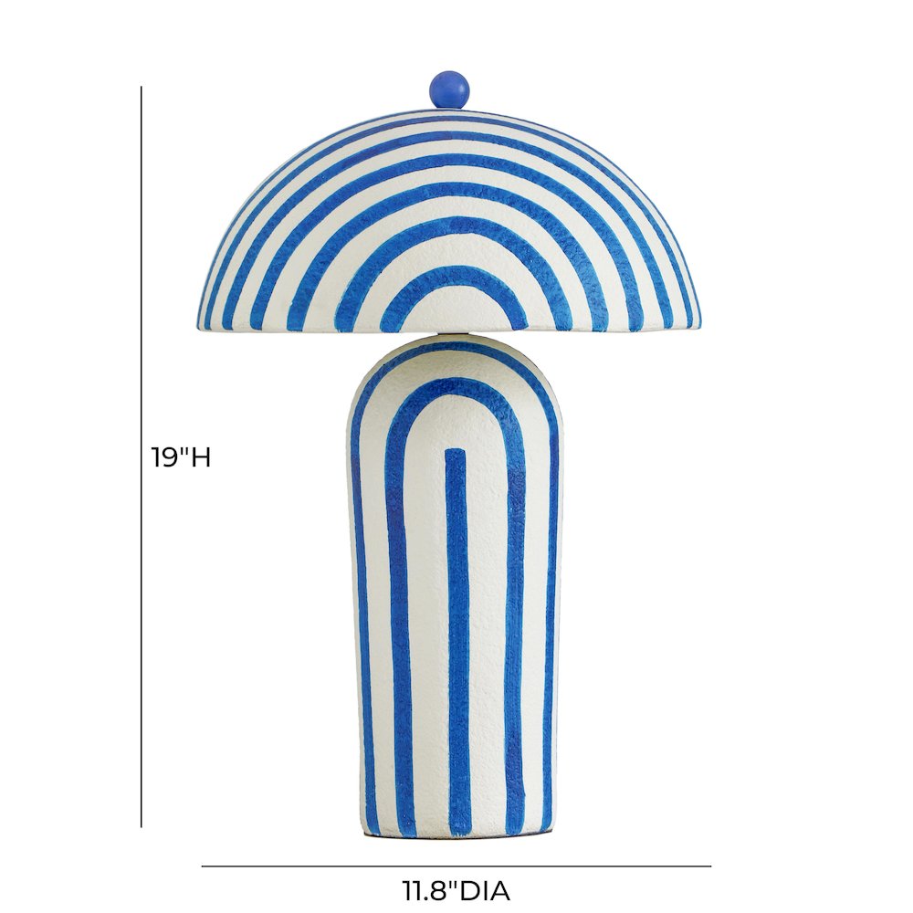 Maiori Blue Striped Papier Mache Table Lamp. Picture 5