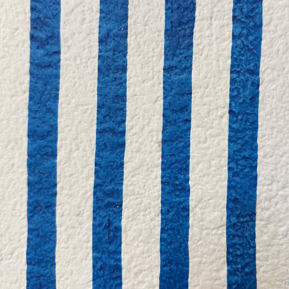 Maiori Blue Striped Papier Mache Table Lamp. Picture 6