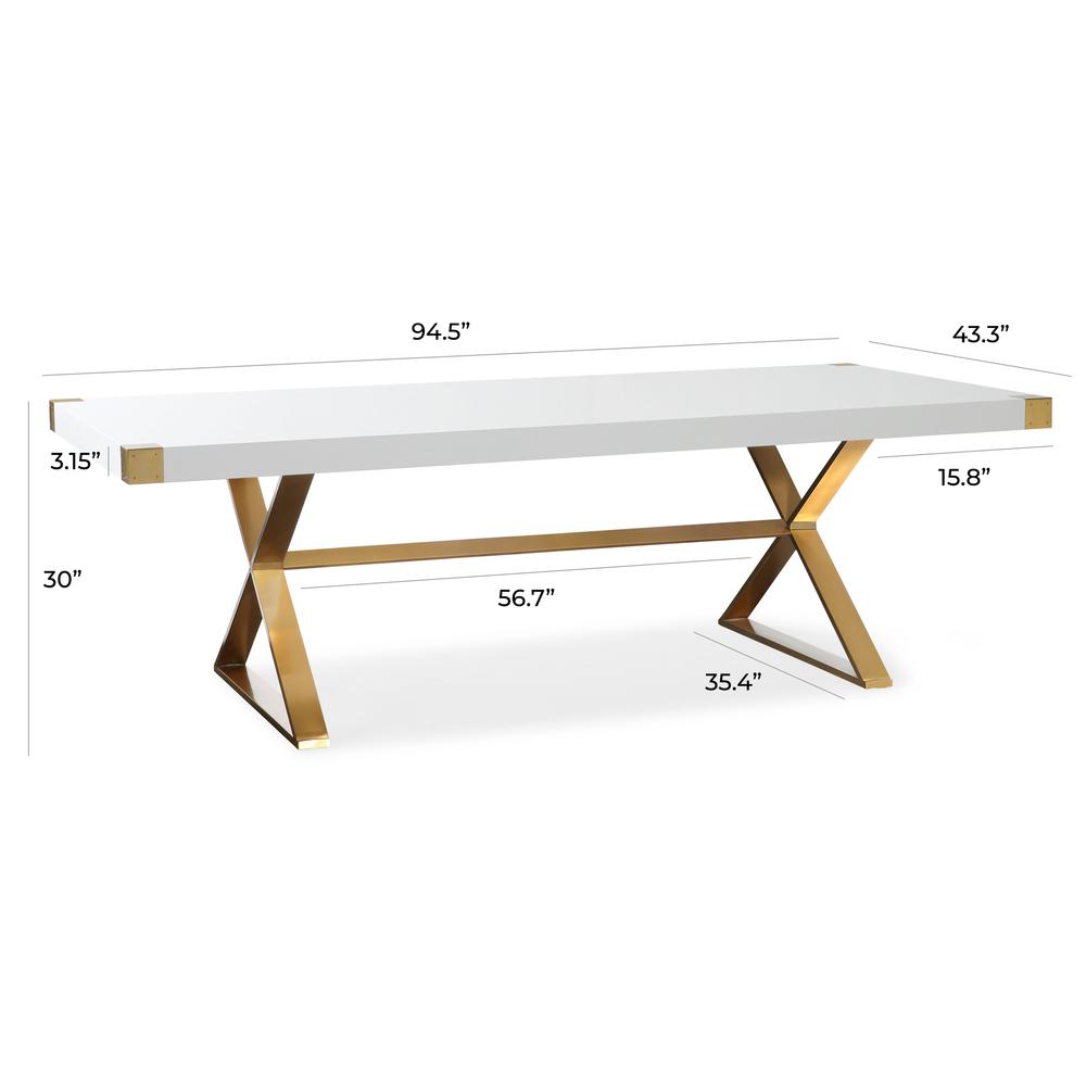 Adeline White Lacquer Dining Table. Picture 4