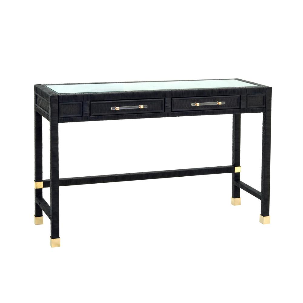 Amara Charcoal Rattan Desk. Picture 1