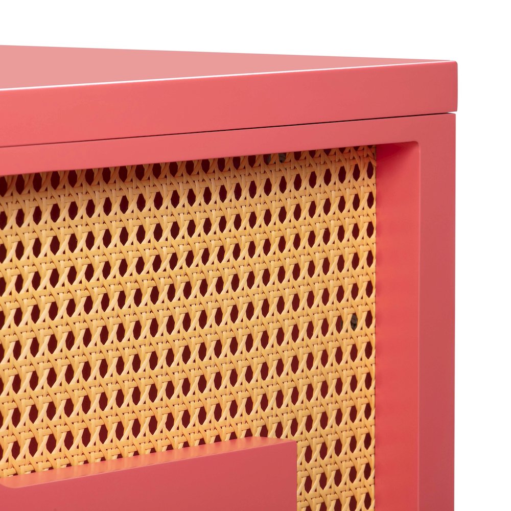 Suzie Coral Pink & Rattan Executive Desk. Picture 7
