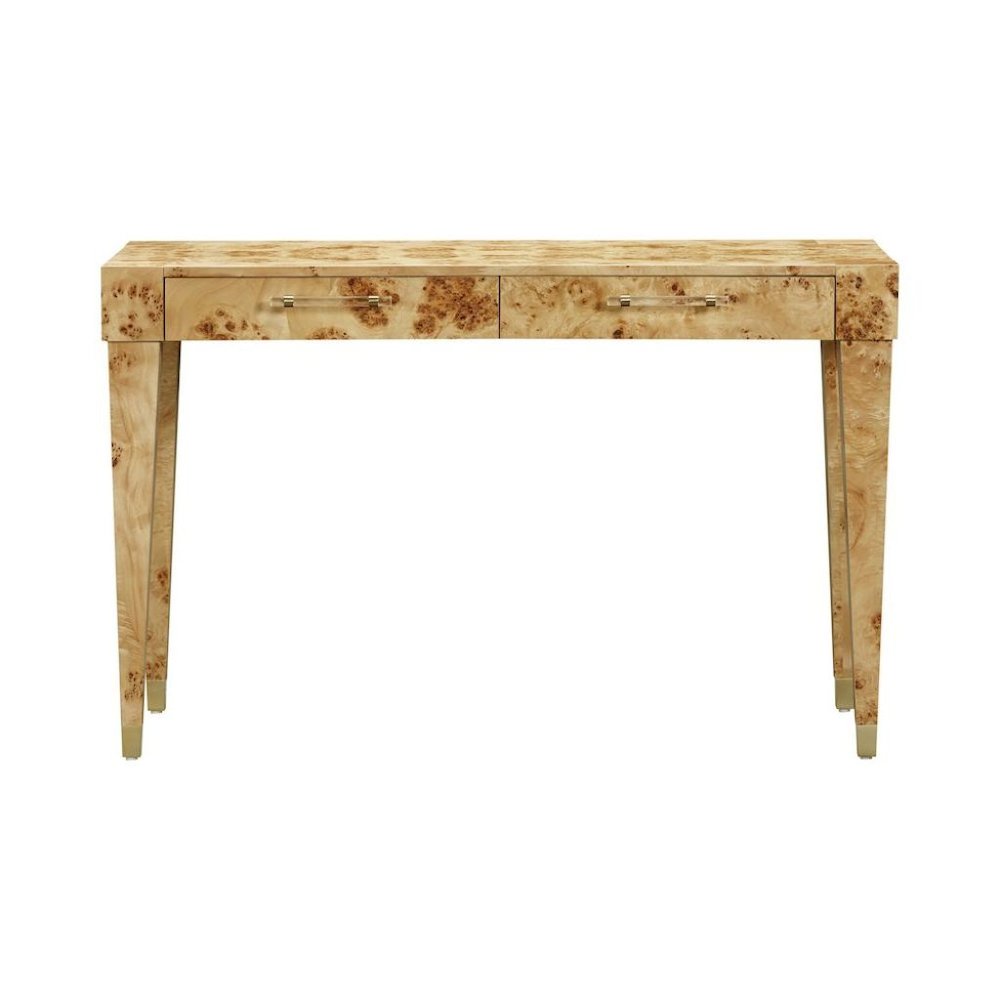Brown Acacia Wood Writing Desk With 2 Drawers For Home Office Use. Picture 4