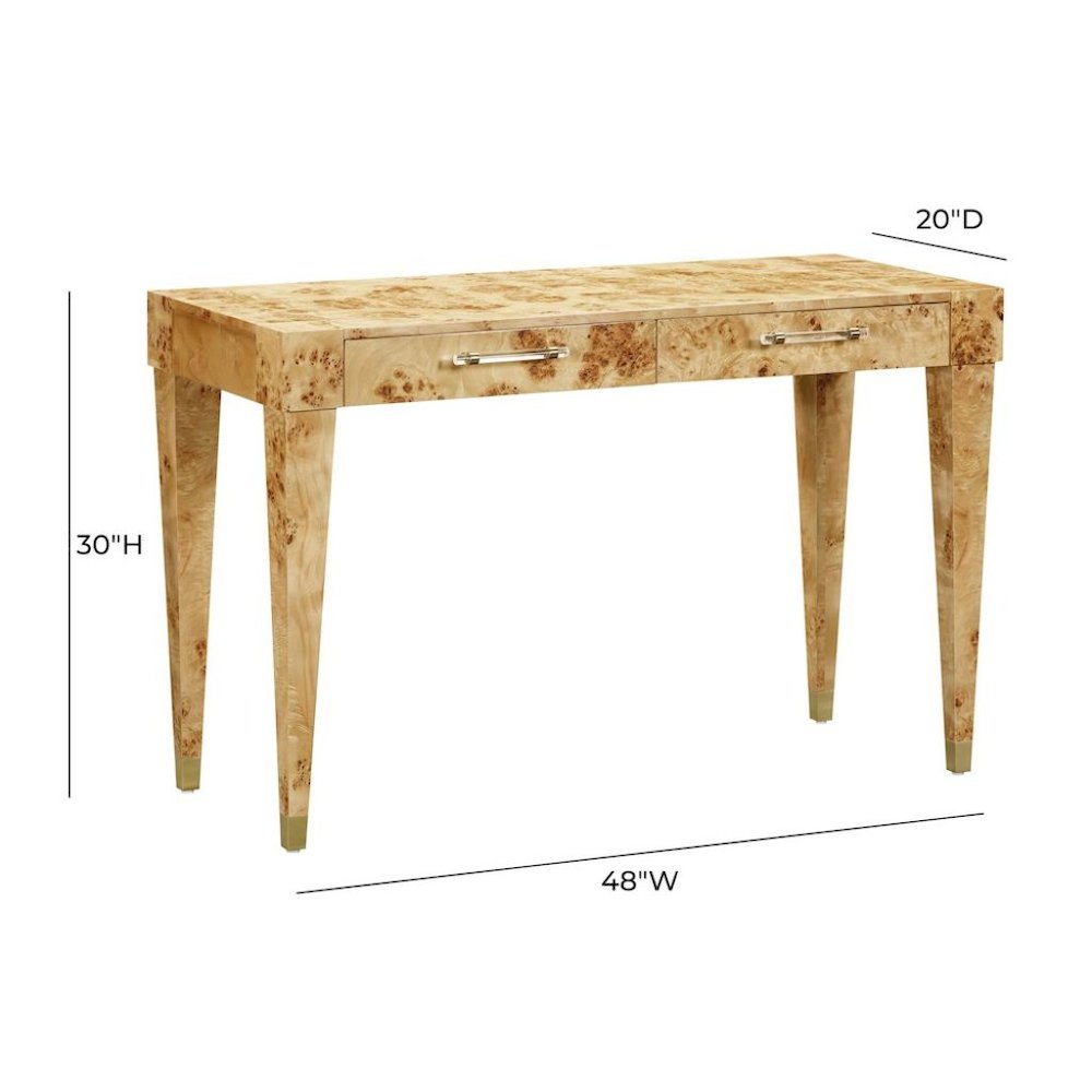 Brown Acacia Wood Writing Desk With 2 Drawers For Home Office Use. Picture 9