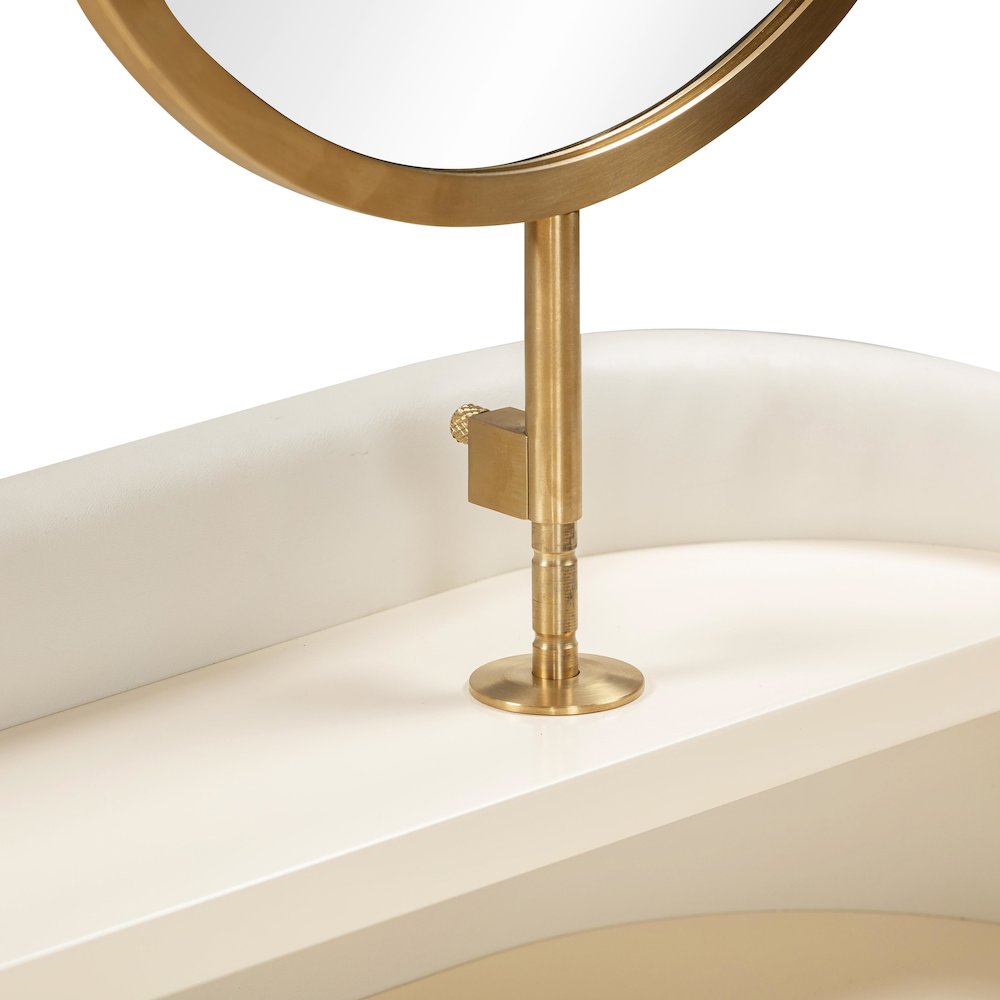 Penelope Cream Vegan Leather Wrapped Vanity Desk. Picture 5