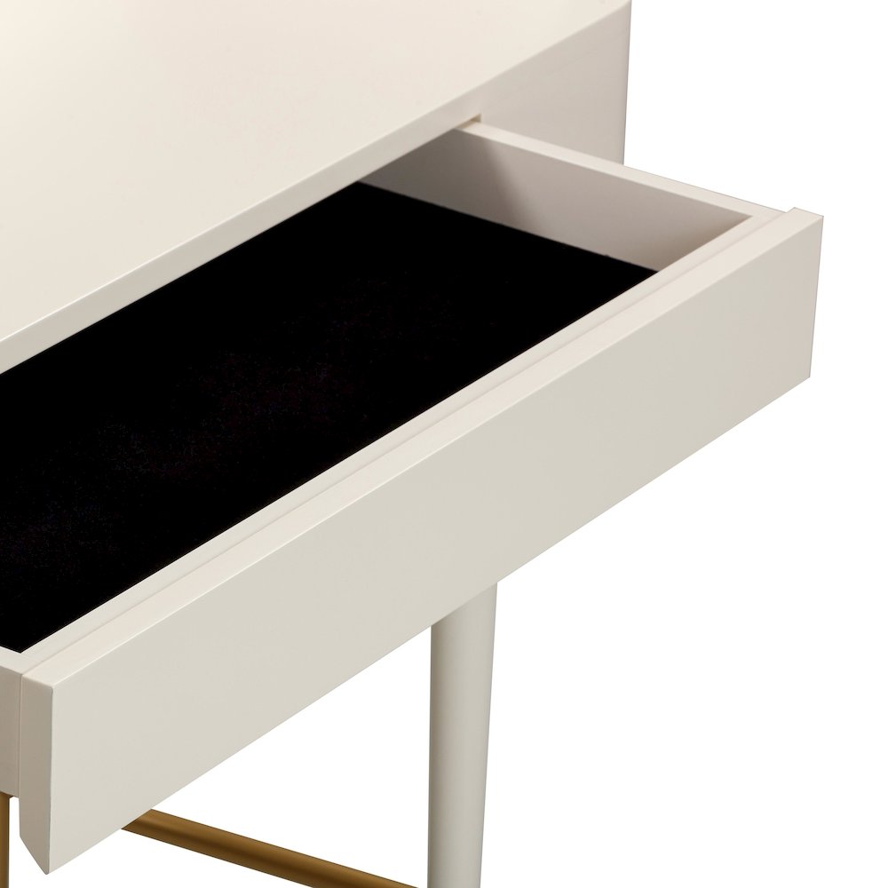 Penelope Cream Vegan Leather Wrapped Vanity Desk. Picture 6