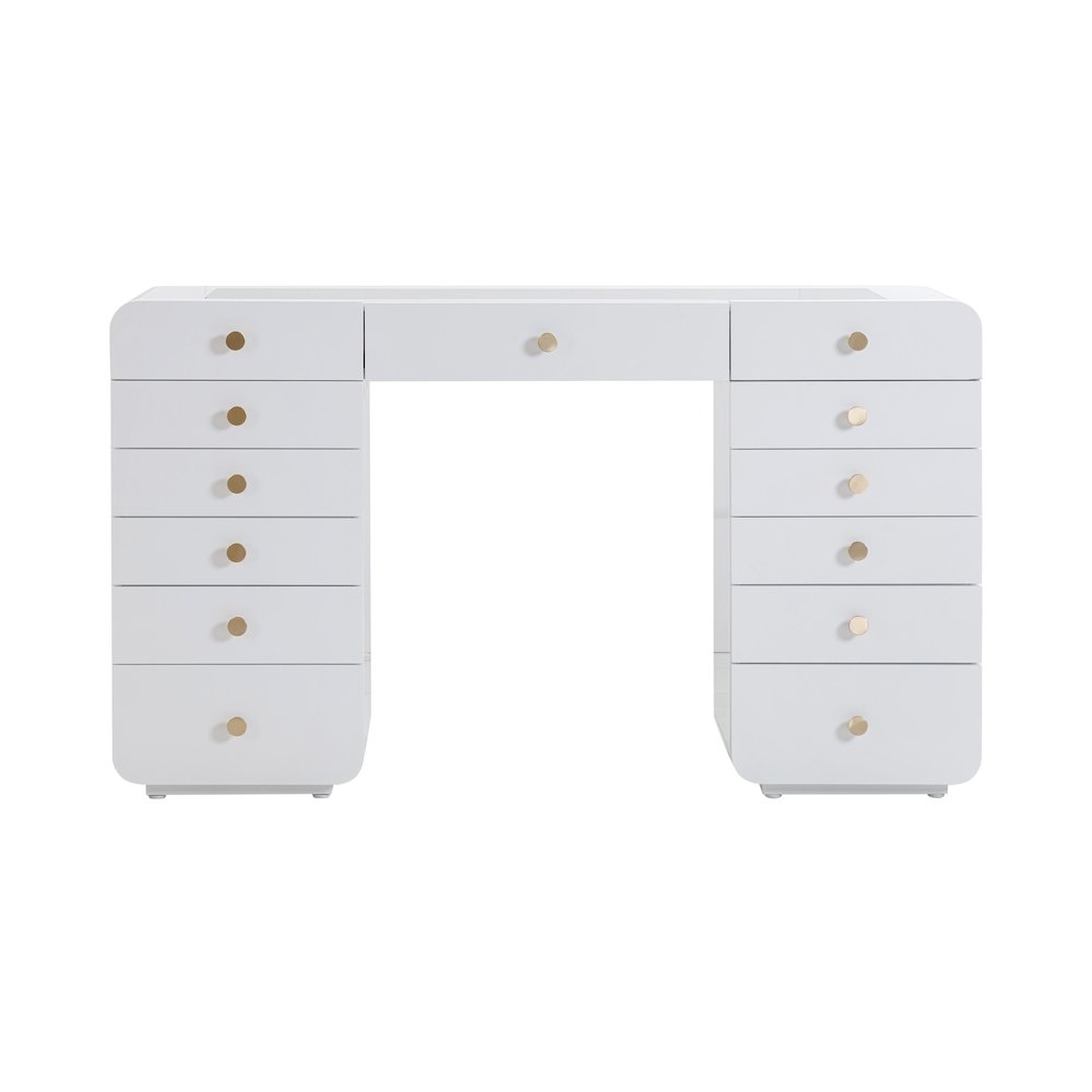 Hollywood White Desk with Vanity Mirror. Picture 4