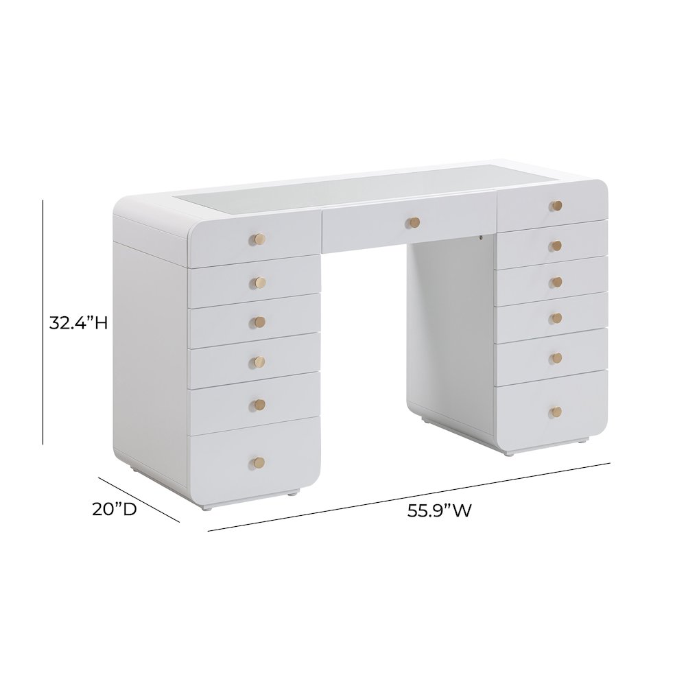 Hollywood White Desk with Vanity Mirror. Picture 8