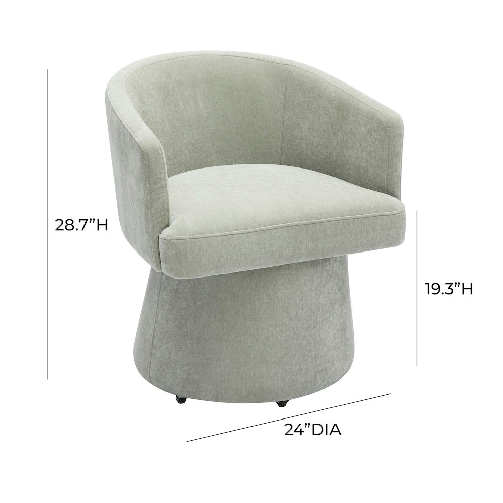 Kristen Light Green Upcycled Chenille Rolling Desk Chair. Picture 7