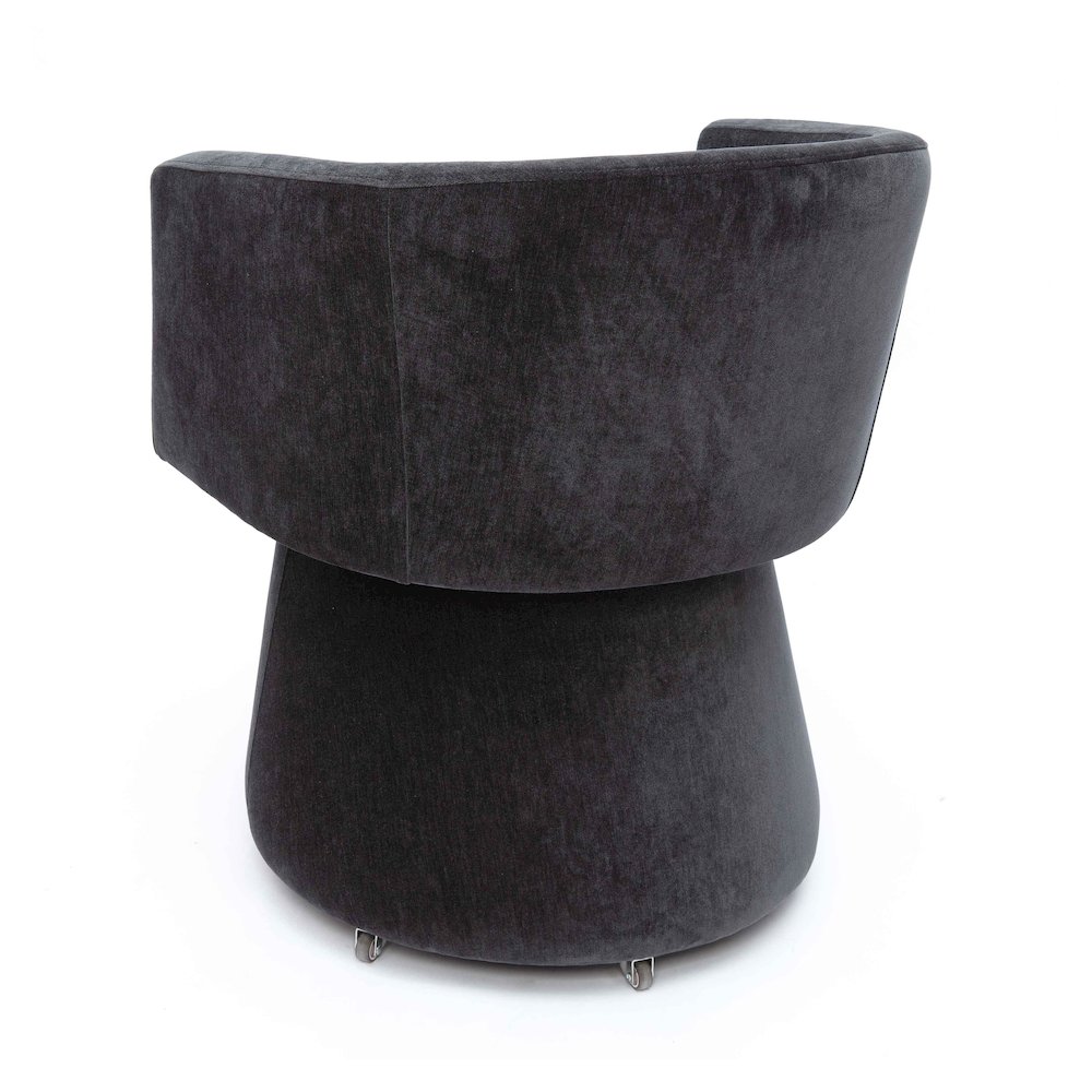 Kristen Black Upcycled Chenille Rolling Desk Chair. Picture 4