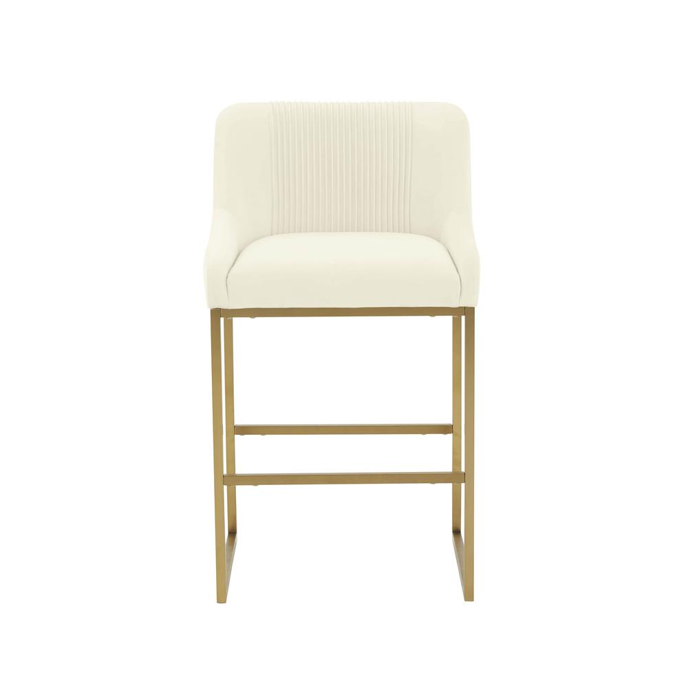 Lisa Cream Pleated Velvet Counter Stool. Picture 2
