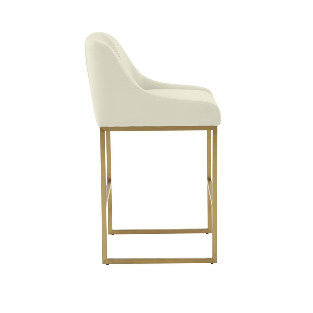 Lisa Cream Pleated Velvet Counter Stool. Picture 3