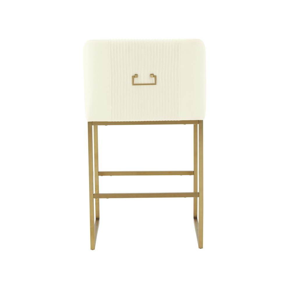 Lisa Cream Pleated Velvet Counter Stool. Picture 4