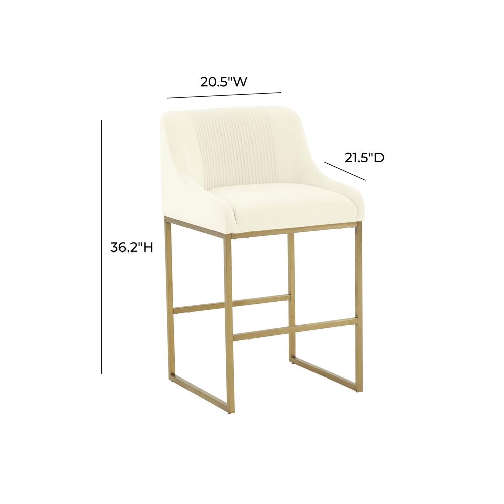 Lisa Cream Pleated Velvet Counter Stool. Picture 5