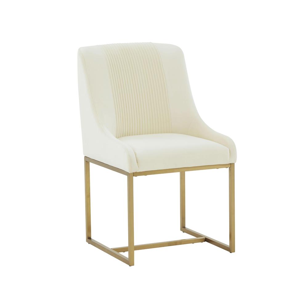 Lisa Cream Pleated Velvet Dining Chair. Picture 1