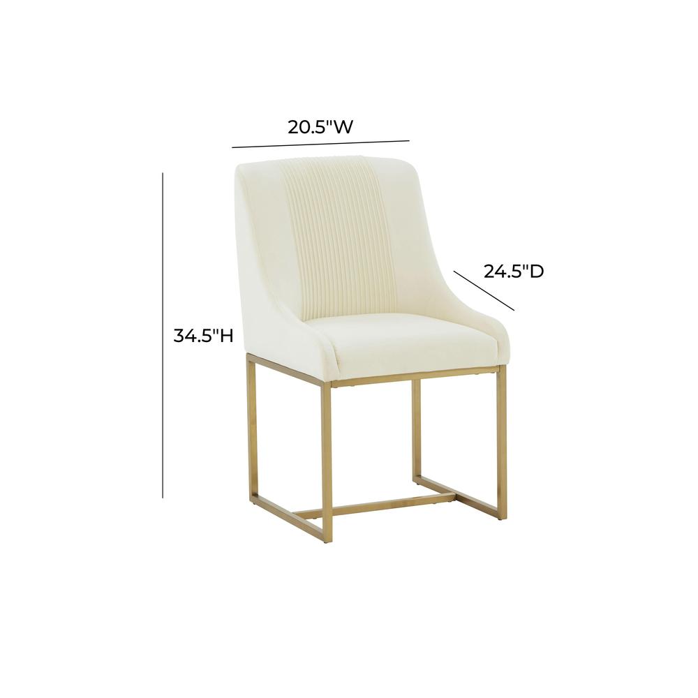 Lisa Cream Pleated Velvet Dining Chair. Picture 5