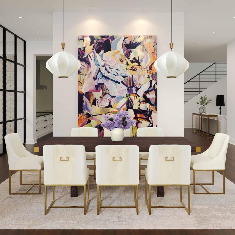 Lisa Cream Pleated Velvet Dining Chair. Picture 6