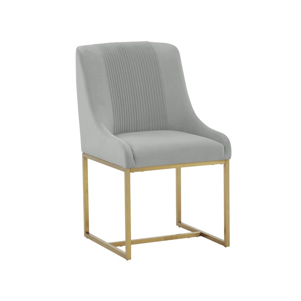Lisa Grey Pleated Velvet  Dining Chair. Picture 1