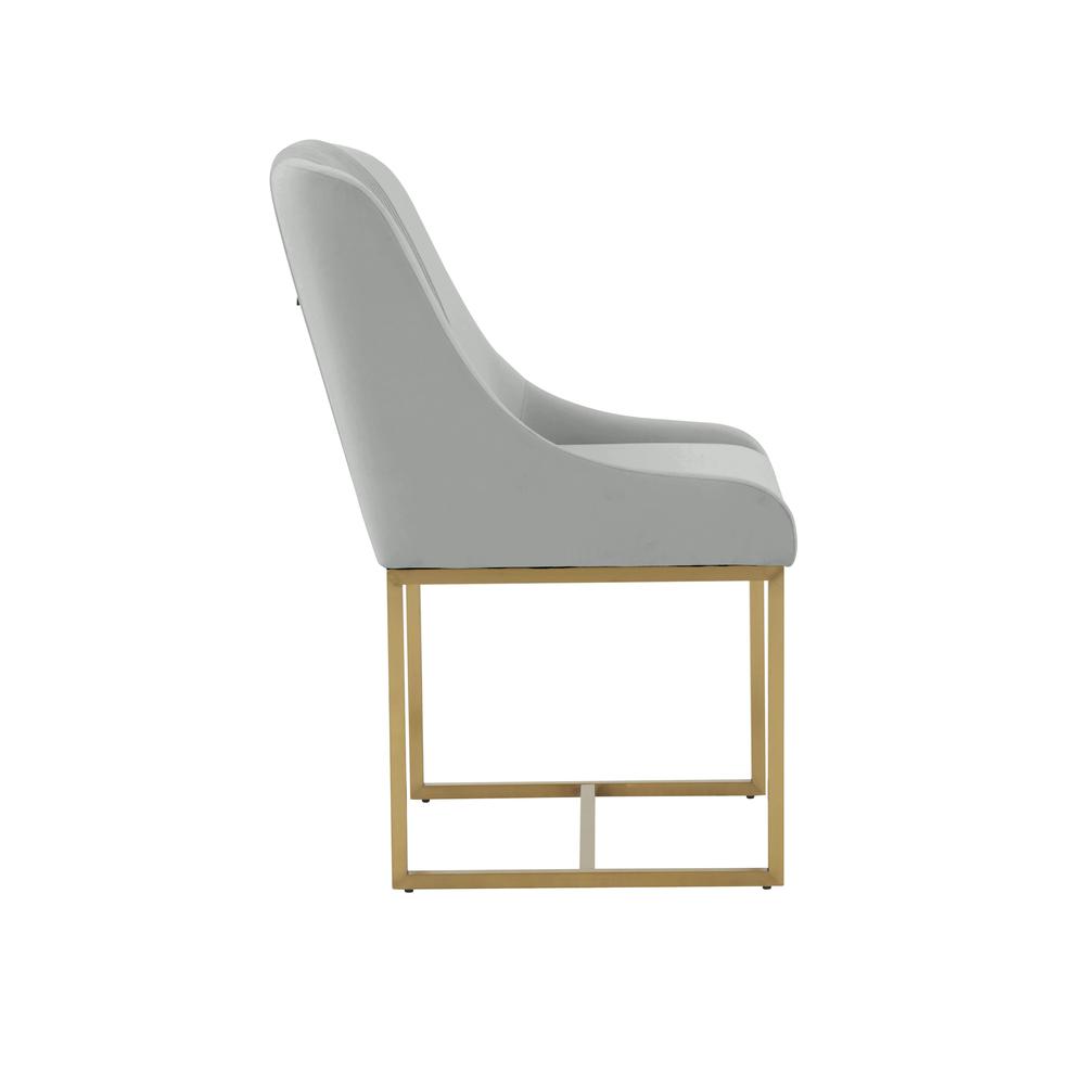 Lisa Grey Pleated Velvet  Dining Chair. Picture 3