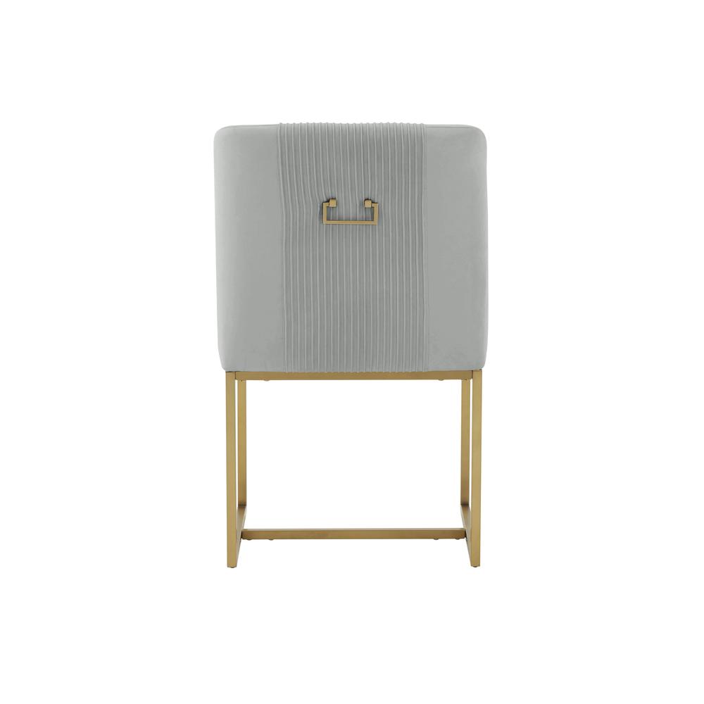 Lisa Grey Pleated Velvet  Dining Chair. Picture 4