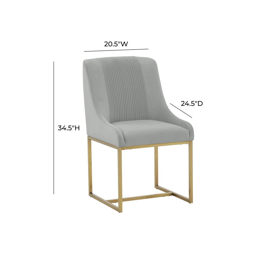 Lisa Grey Pleated Velvet  Dining Chair. Picture 5