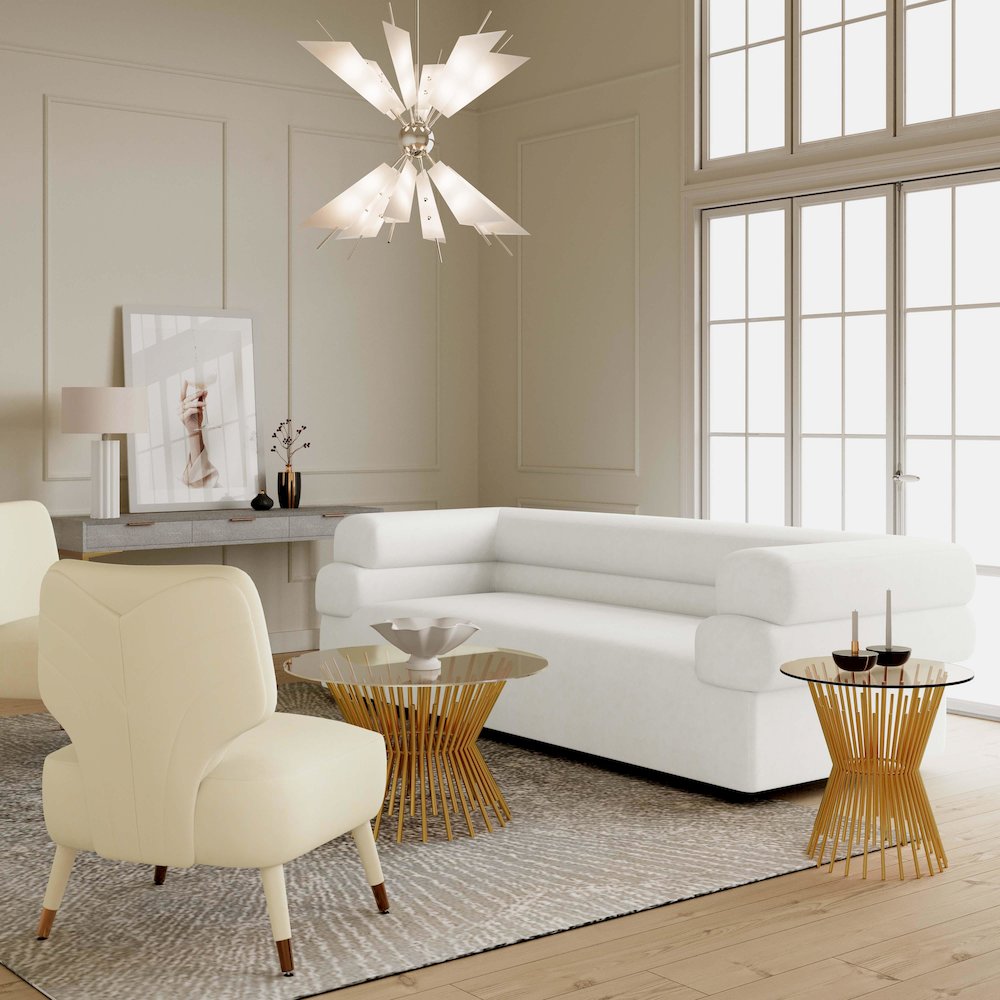 Elsa Cream Velvet Sofa. Picture 2