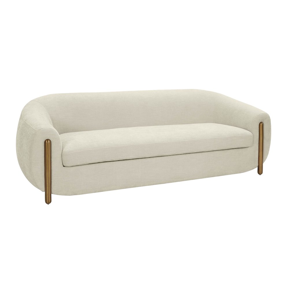 Lina Cream Textured Linen Sofa. Picture 1