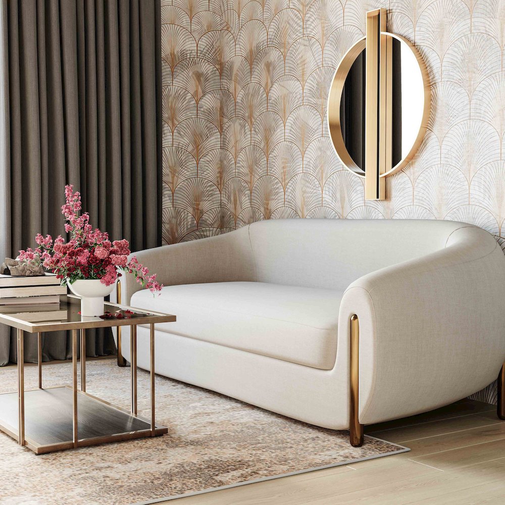 Lina Cream Textured Linen Sofa. Picture 2