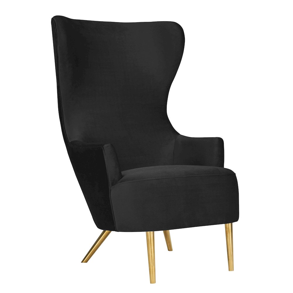 Julia Black Velvet Wingback Chair. Picture 1