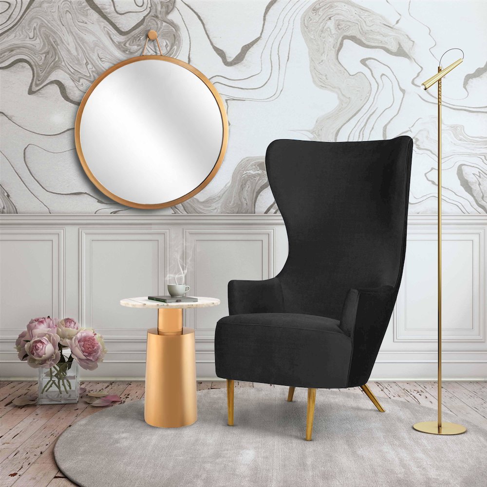 Julia Black Velvet Wingback Chair. Picture 2