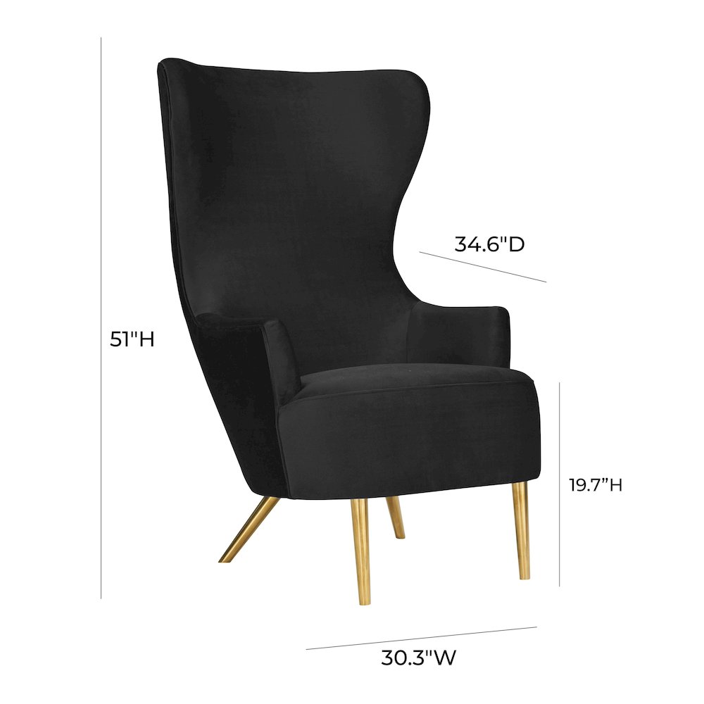 Julia Black Velvet Wingback Chair. Picture 6