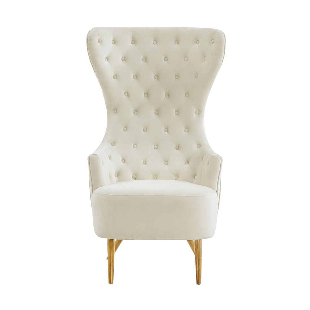 Jezebel Cream Velvet Wingback Chair. Picture 3