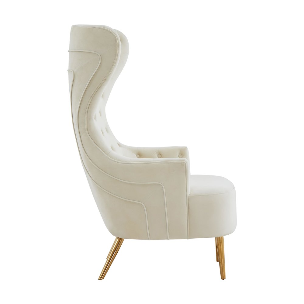 Jezebel Cream Velvet Wingback Chair. Picture 4