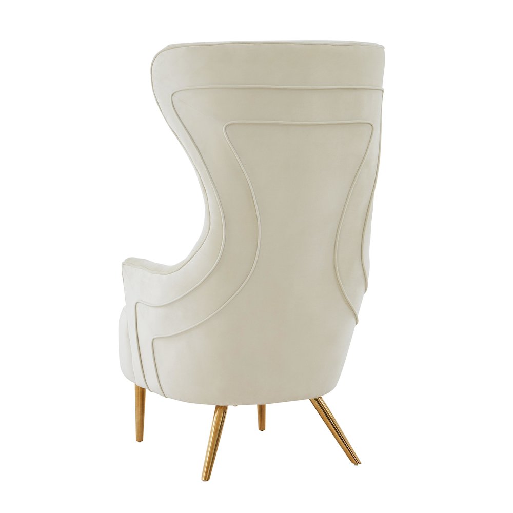 Jezebel Cream Velvet Wingback Chair. Picture 5