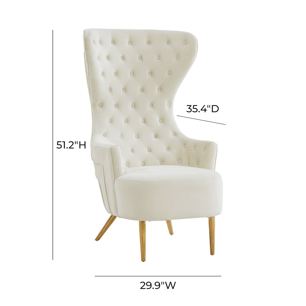 Jezebel Cream Velvet Wingback Chair. Picture 6