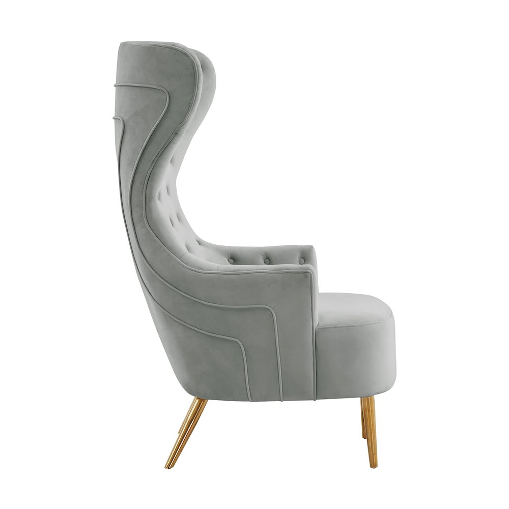 Jezebel Grey Velvet Wingback Chair. Picture 4