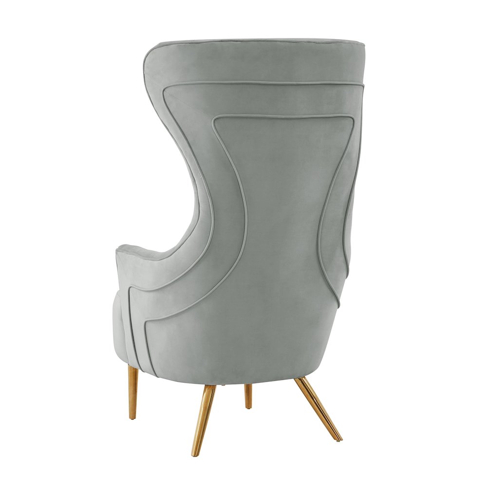 Jezebel Grey Velvet Wingback Chair. Picture 5