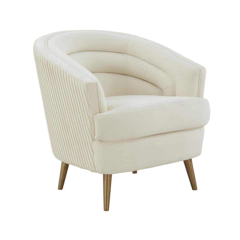Jules Cream Velvet Accent Chair. Picture 1